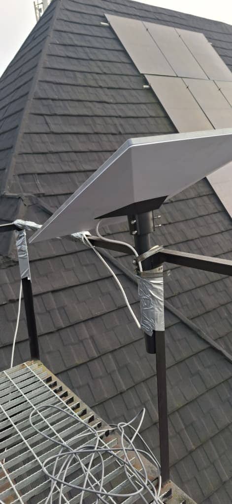 Residential Starlink dish mounted on a rooftop in Nigeria