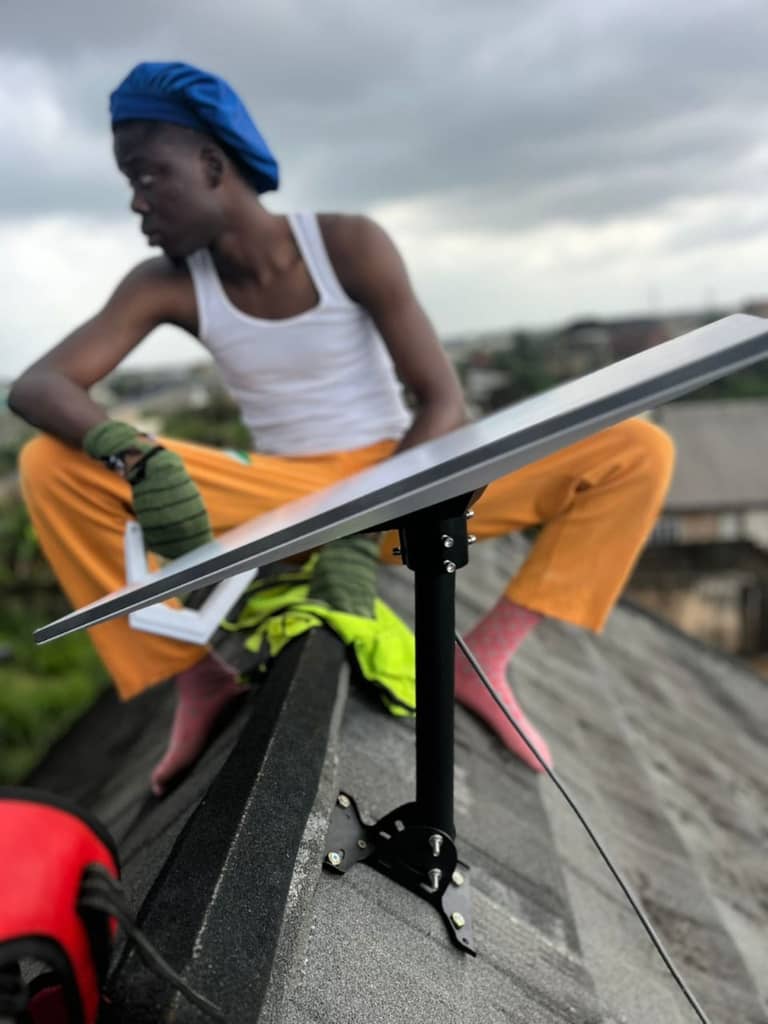 Starlink dish securely mounted on a residential roof in Nigeria