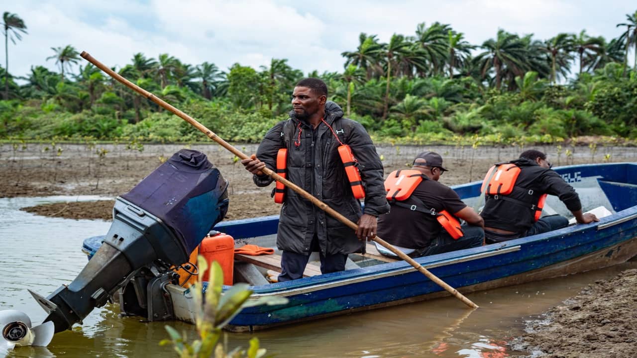 Remote Starlink setup at Bayelsa creek camp accessible by boat
