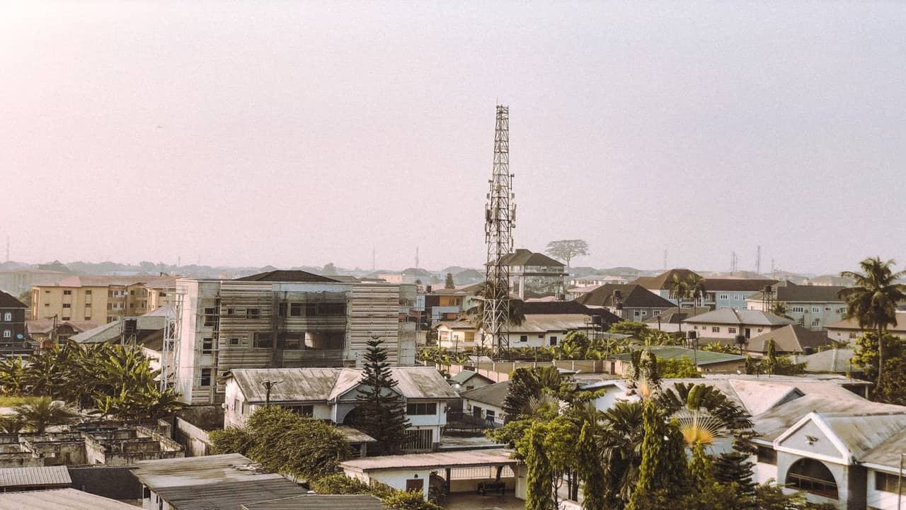 Starlink installation in Port Harcourt residential compound during rainy season