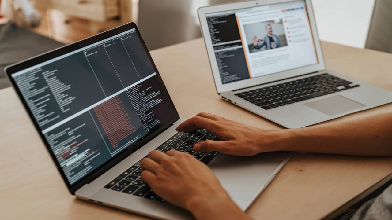Software developer home office with wired Starlink Ethernet in Nigeria